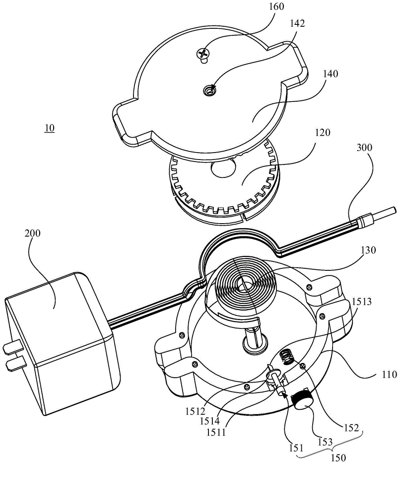 Charger and wire coiling structure capable of locking unlocking