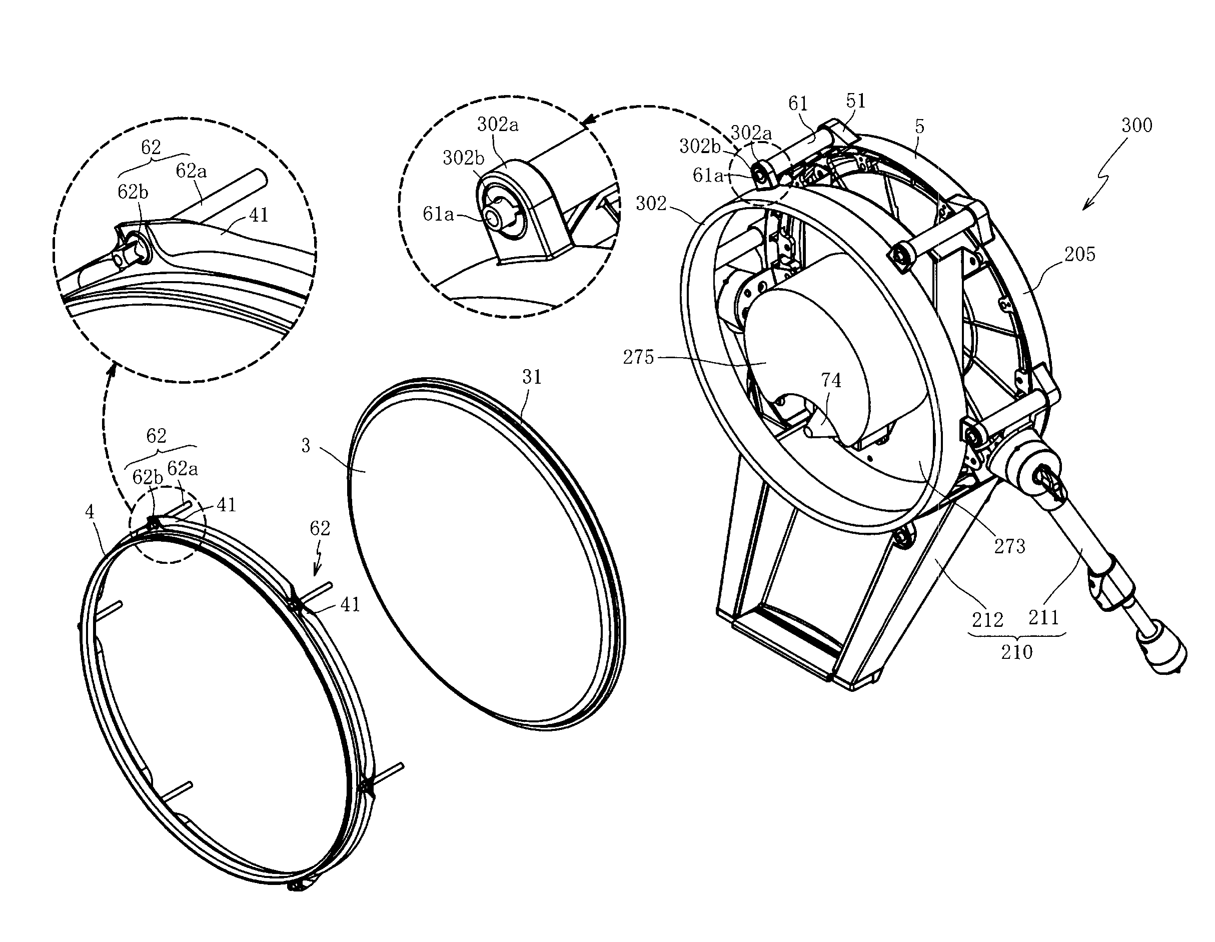 Percussion instrument and method with coupling devices