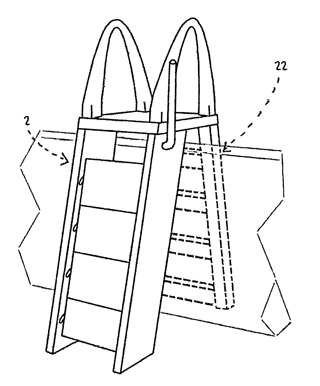 Automatic savety pool ladder for an above-ground swimming pool