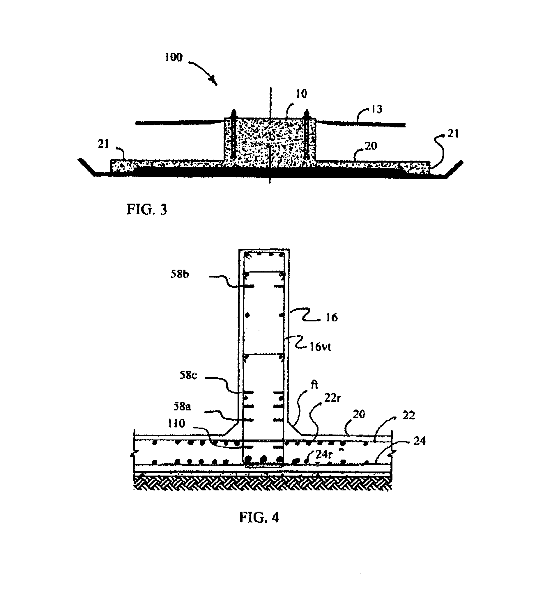 Foundation with slab, pedestal and ribs for columns and towers