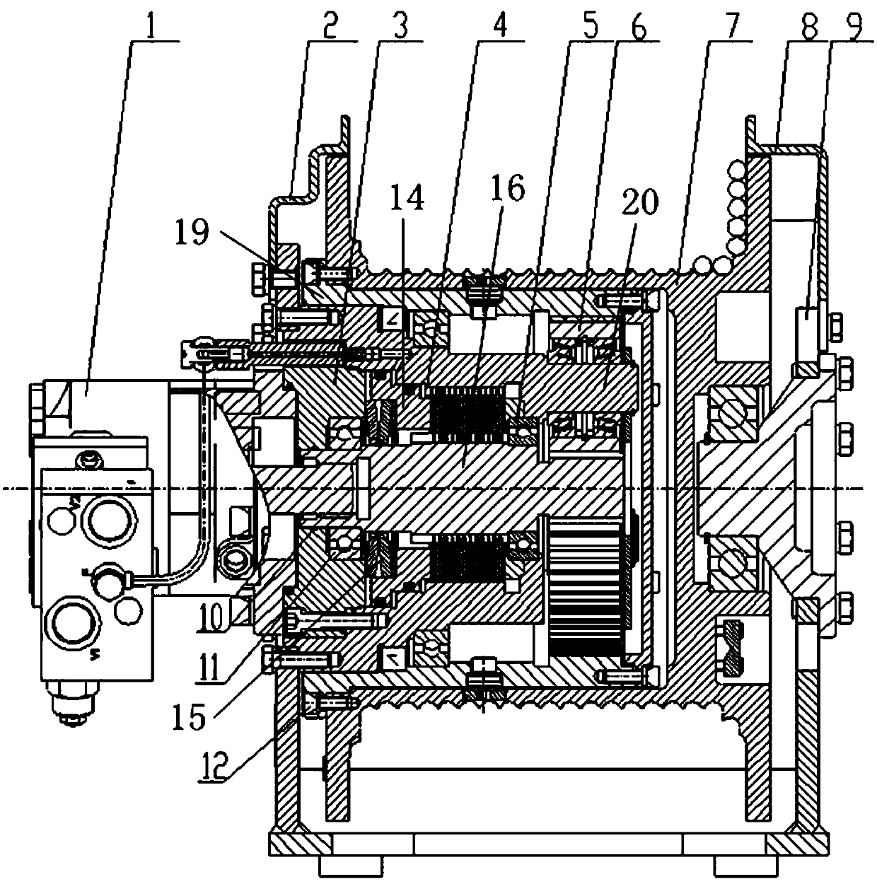 Built-in hydraulic winch