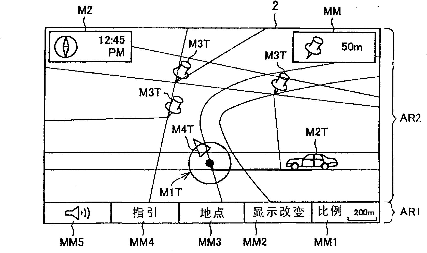 Navigation device and associated display method