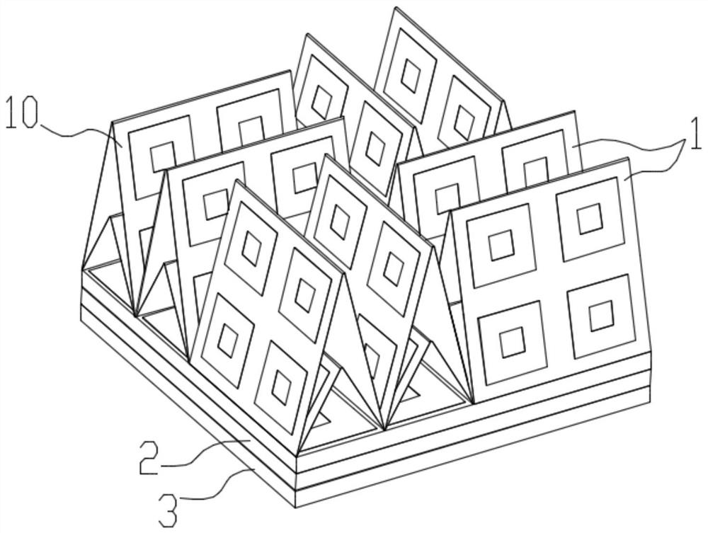 Arbitrary polarization three-dimensional broadband wave absorber and preparation method thereof