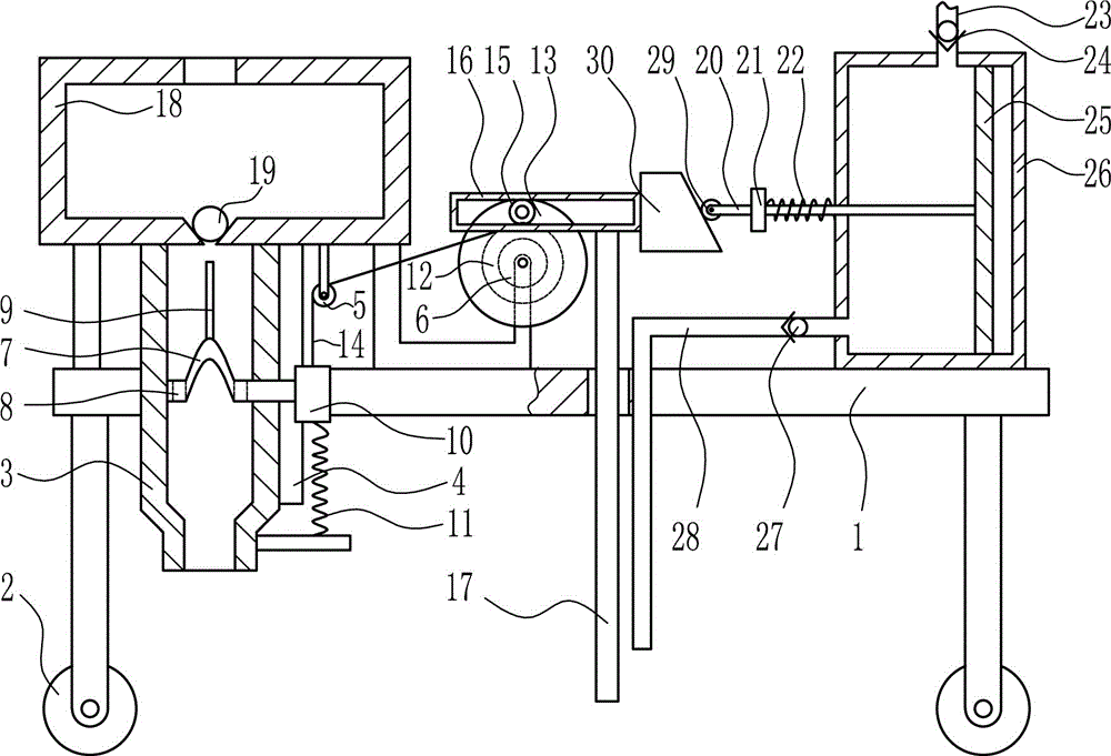 Burrowing and fertilizing integrated equipment for garden