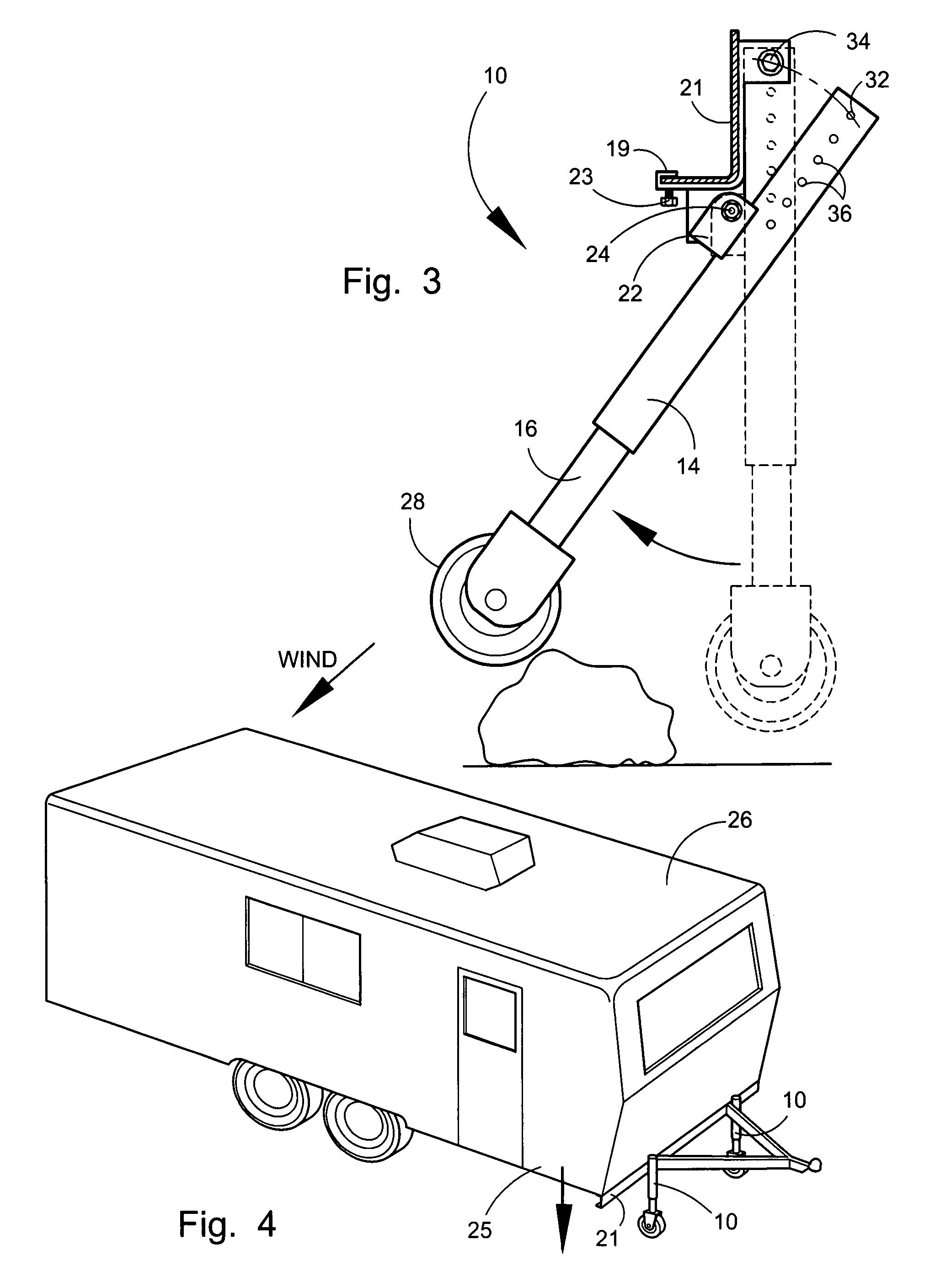 Anti-rollover device for trailers and mobile homes