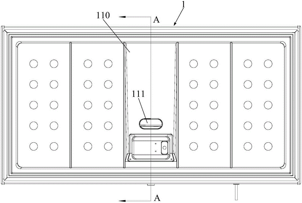 Ventilated frost reduction device, door body and freezer with door body