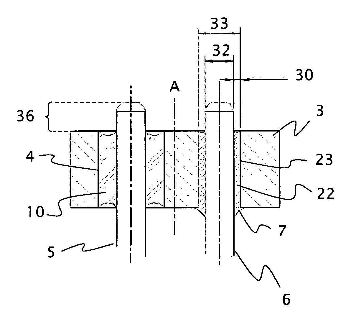 Shaped feed-through element with contact rod soldered in