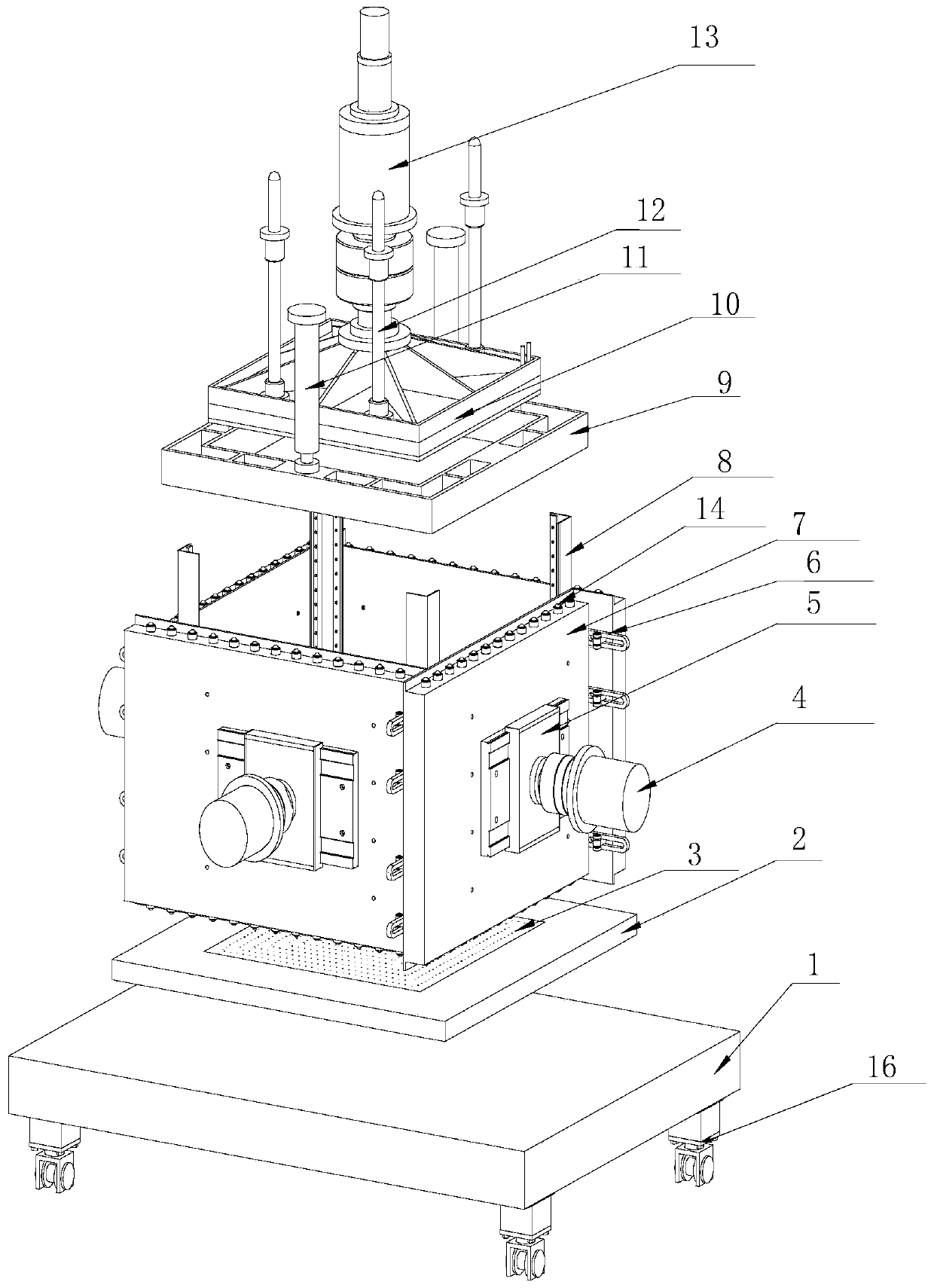 Deformable large-size soil box structure of true triaxial experiment of soil engineering