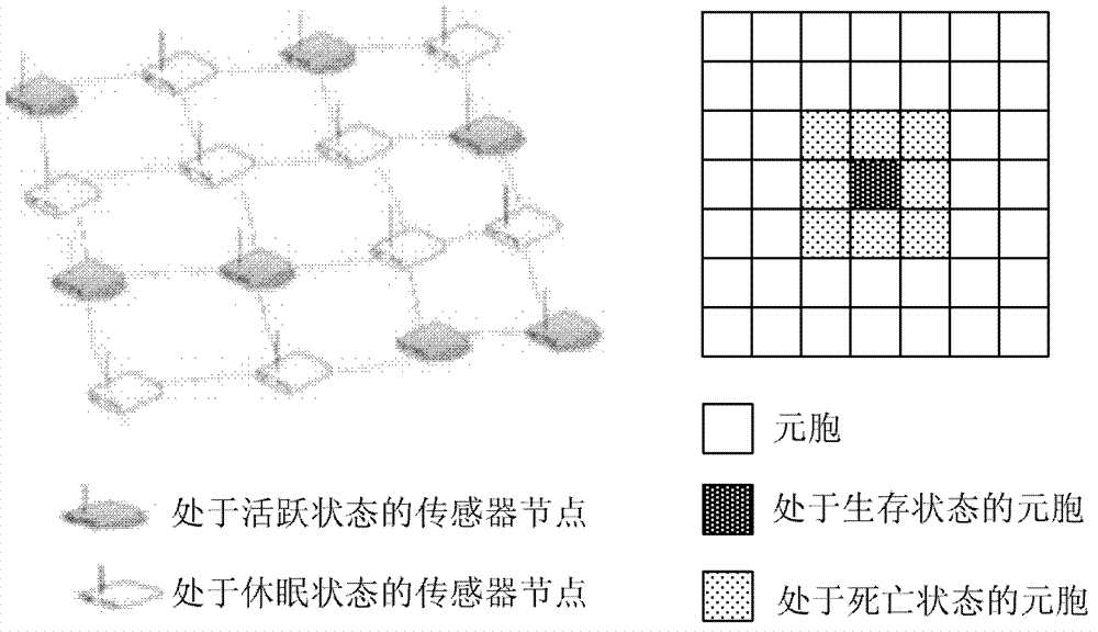 Simulation method and device for topotactic transformation of wireless sensing network