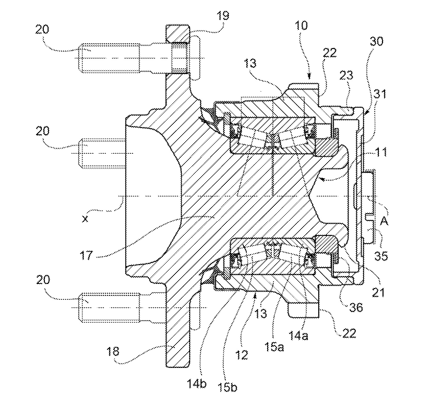 Sensor-carrier cap for a bearing of a wheel hub