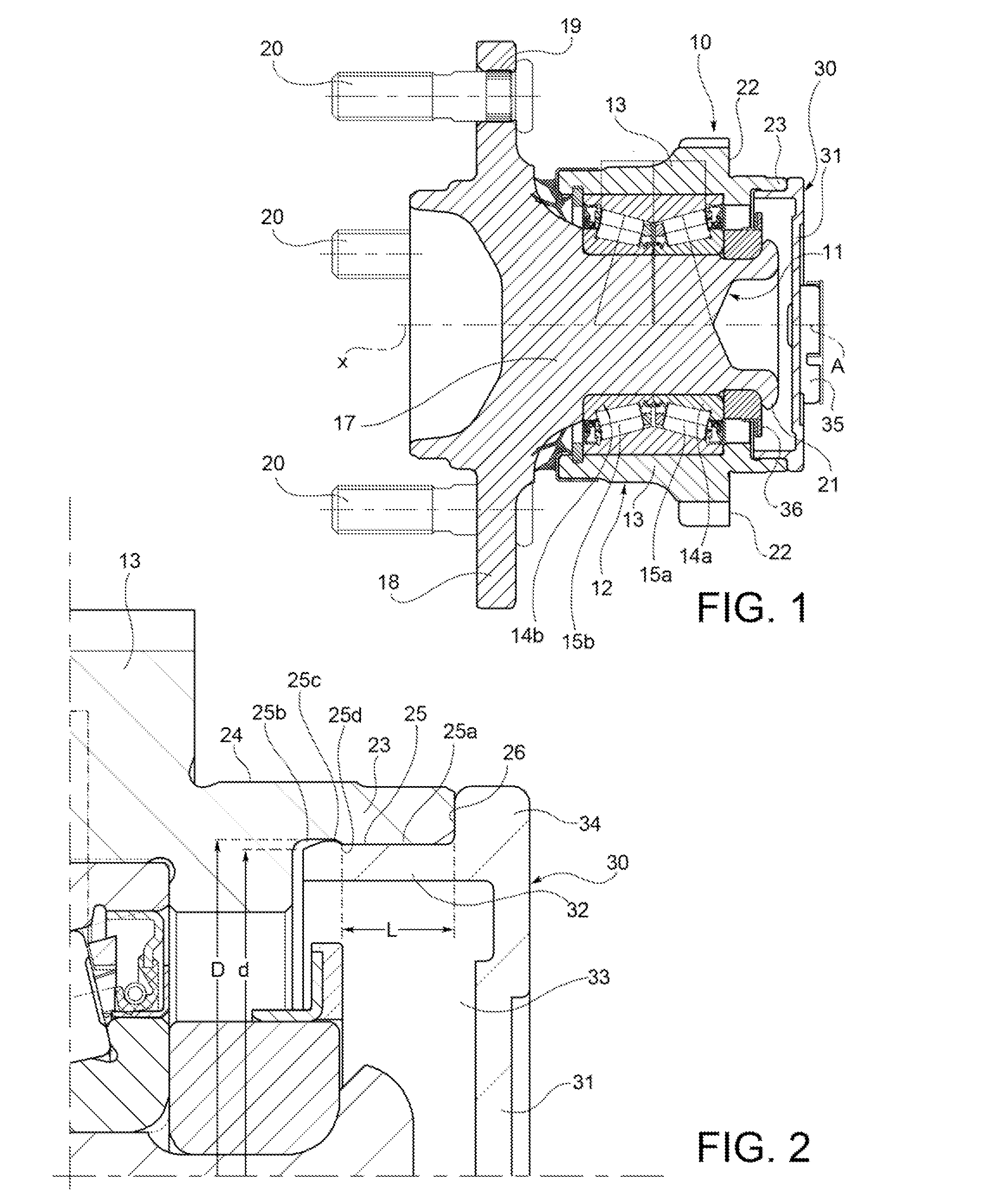 Sensor-carrier cap for a bearing of a wheel hub