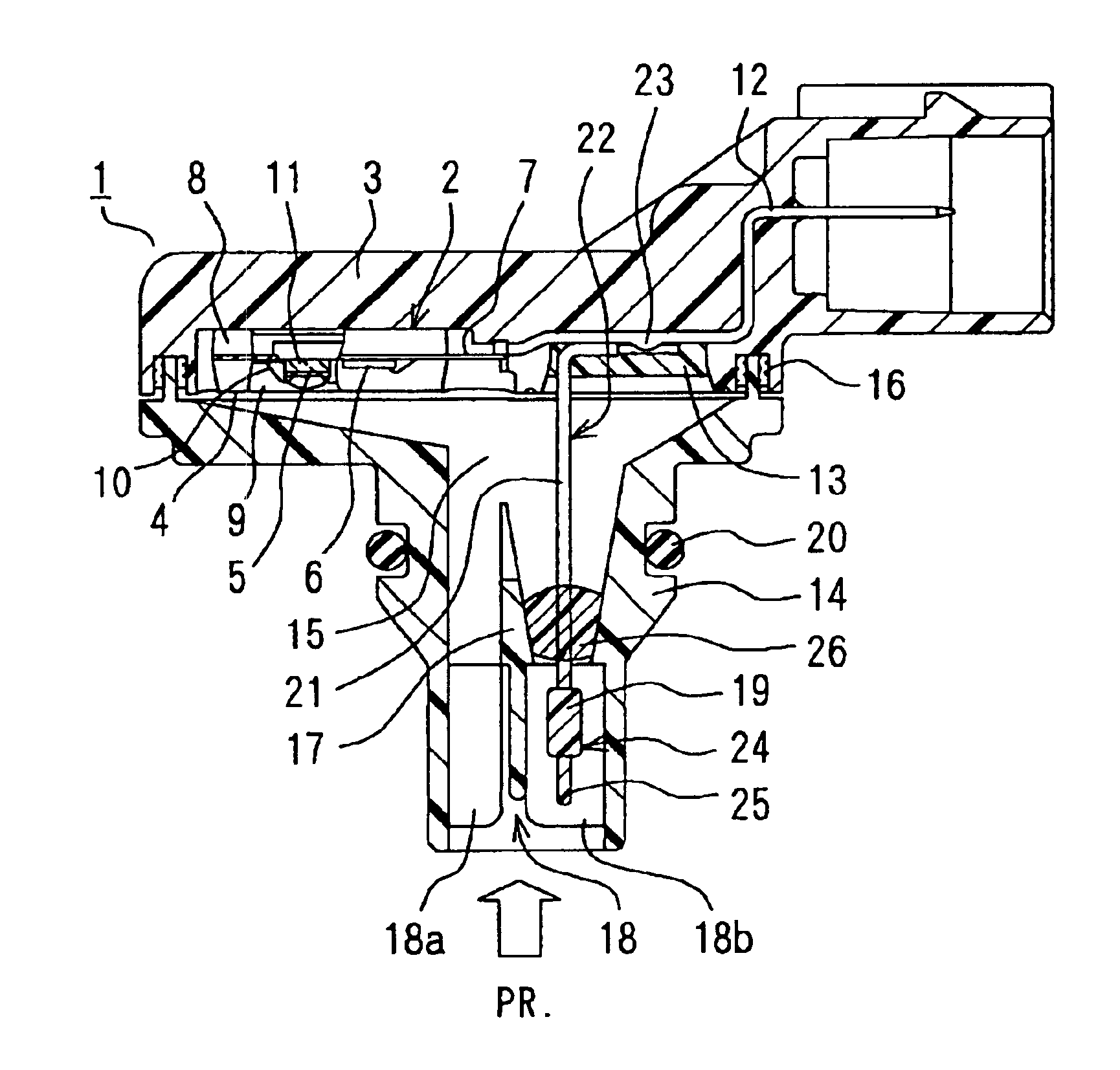 Pressure sensor device having temperature sensor