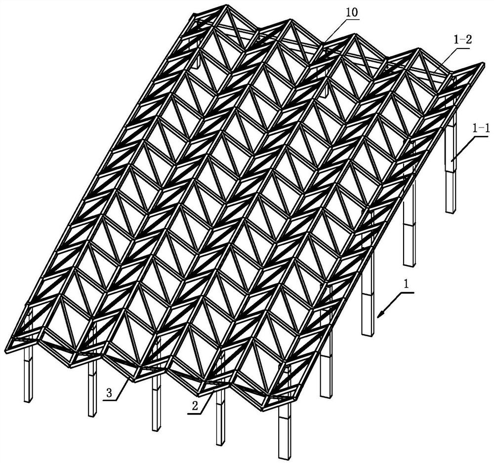 Construction method of large-span folded plate type steel roof truss