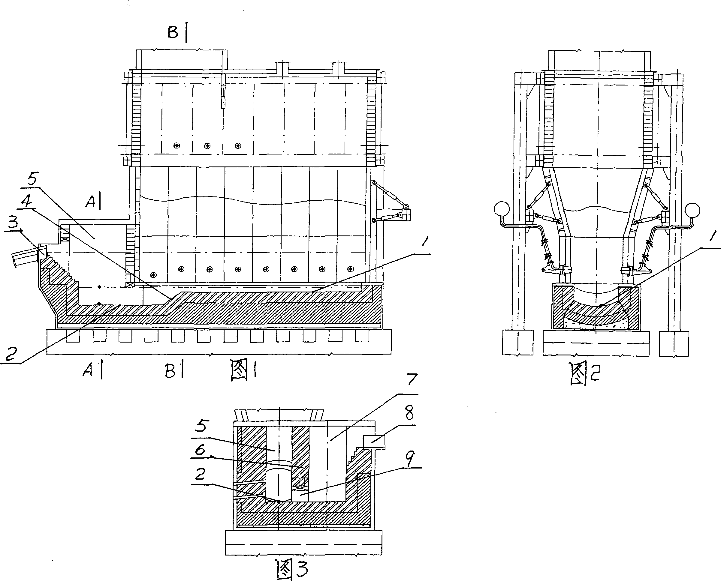 Smelting furnace of non-ferrous metals oxygen side blow fused bath