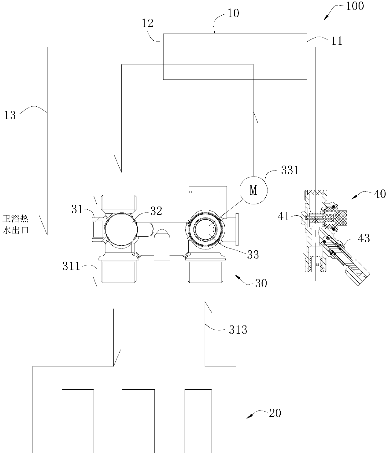 Sleeve type wall-mounted stove water outlet valve and sleeve type wall-mounted stove system with same