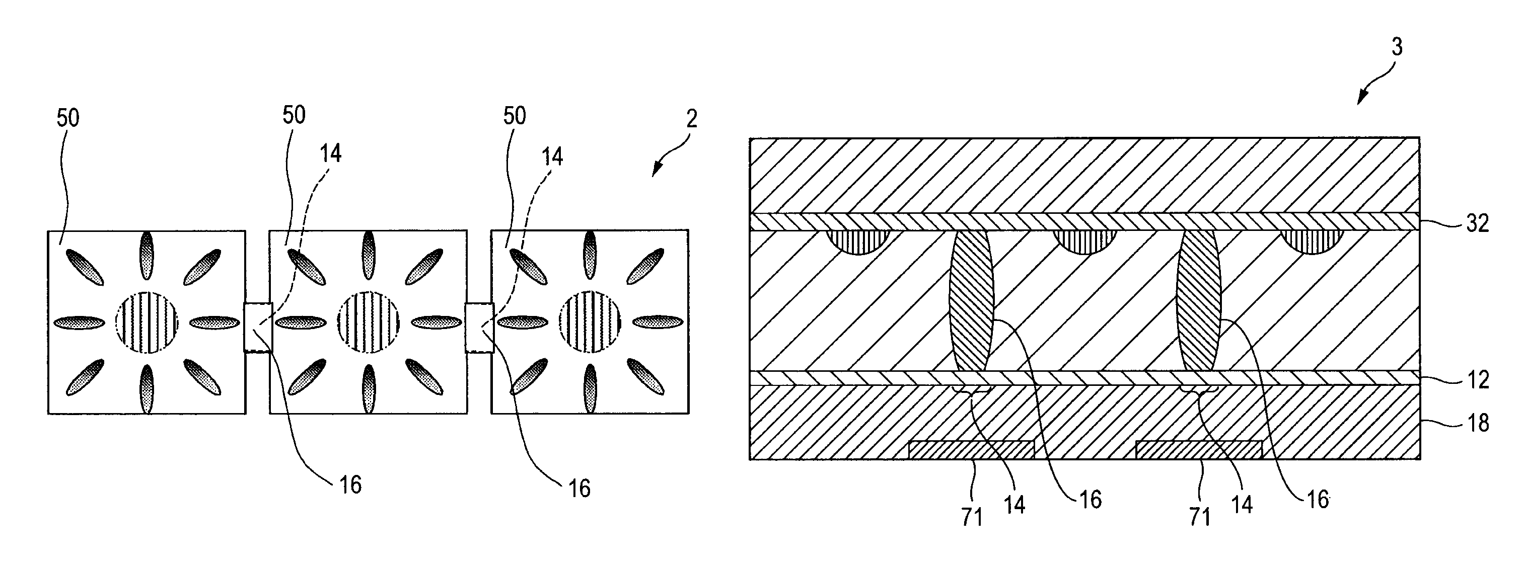 Liquid crystal display device comprising an electrode having a connection portion with a dielectric member thereon as to contact a pixel electrode of the second substrate, and manufacturing method for the same