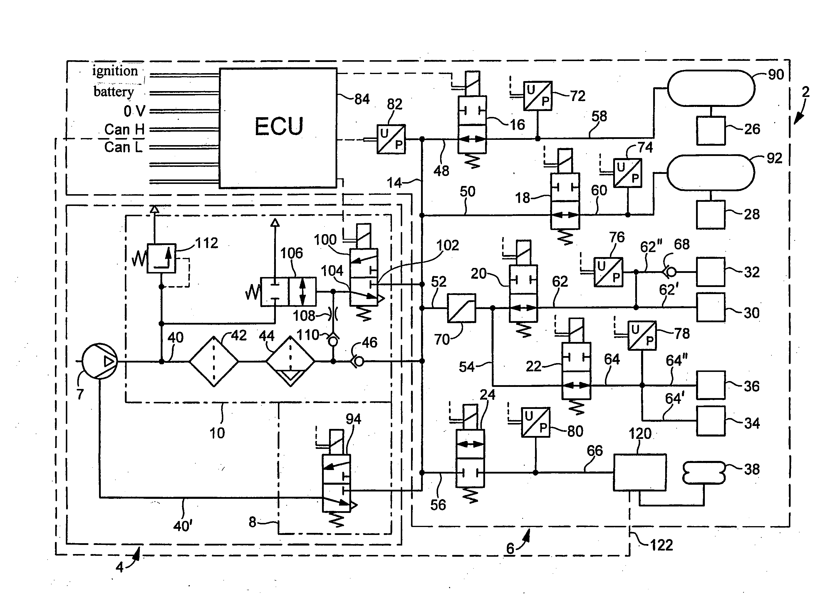 Electronic compressed air system