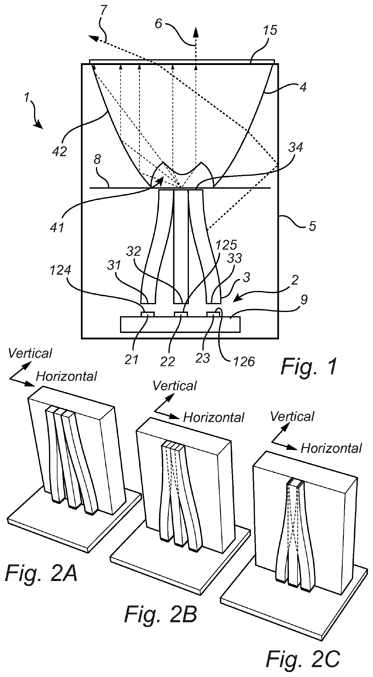 Light emitting device combining light from several LEDs