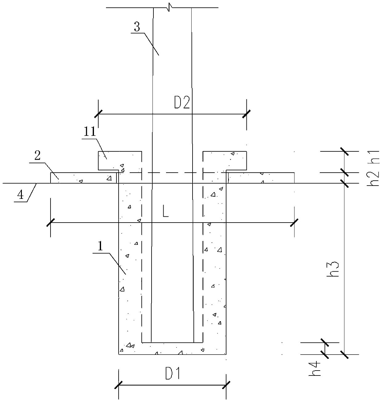 An anti-subsidence cement rod reinforcement foundation