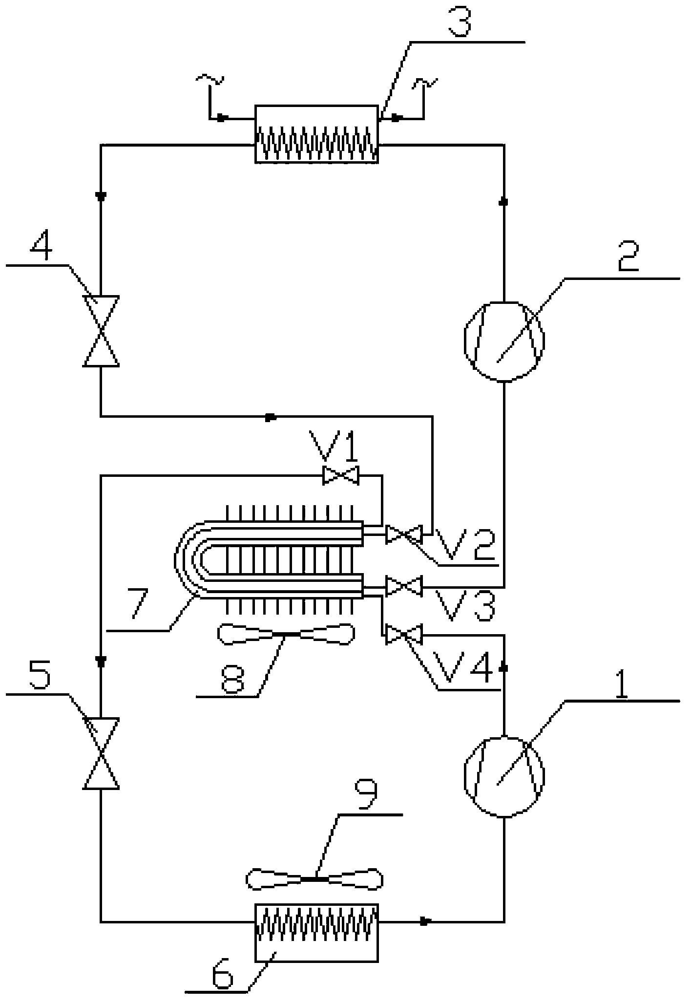 Hot water air conditioning device of sleeve and fin type heat exchanger