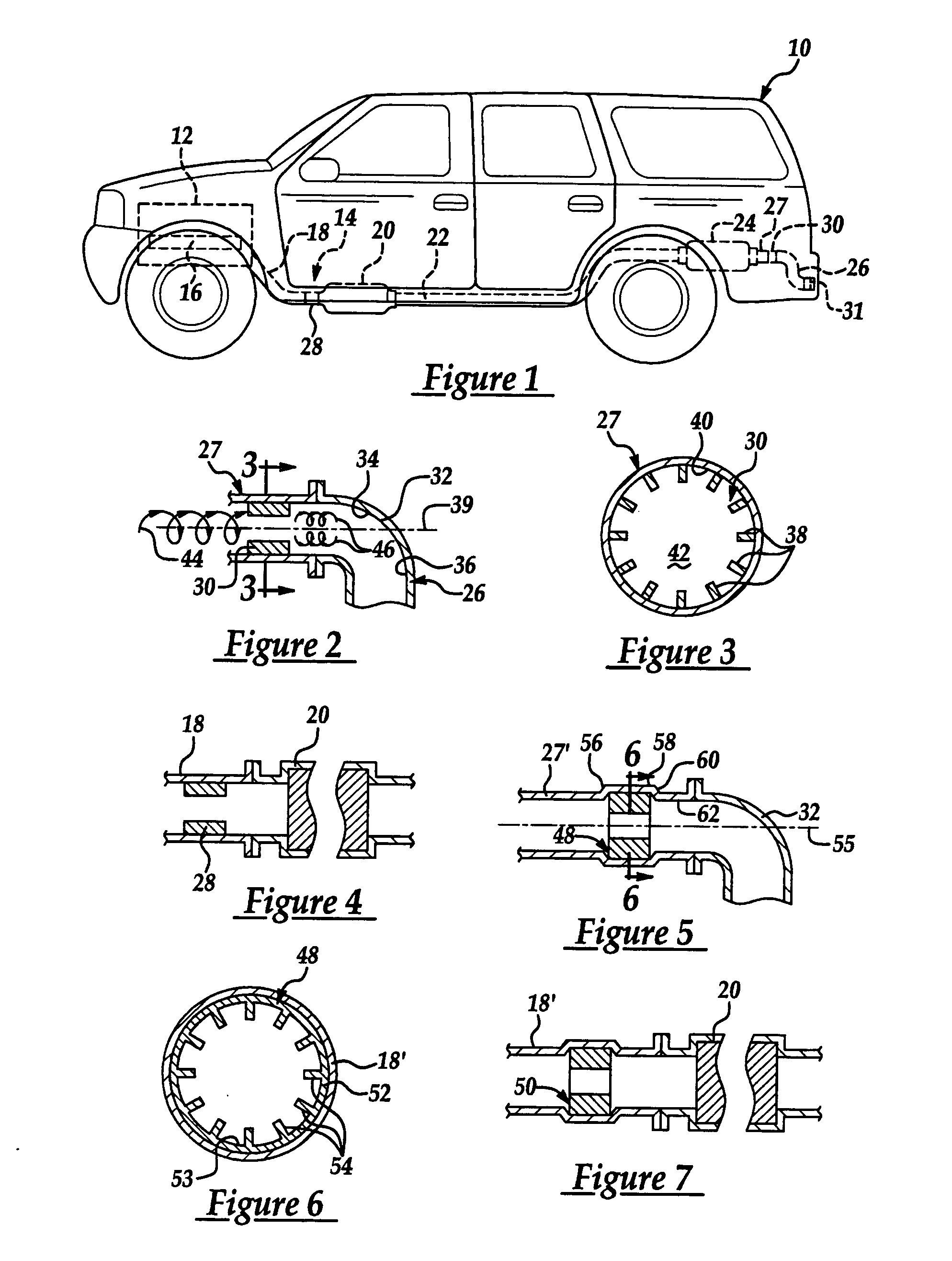 Noise attenuation device for a vehicle exhaust system