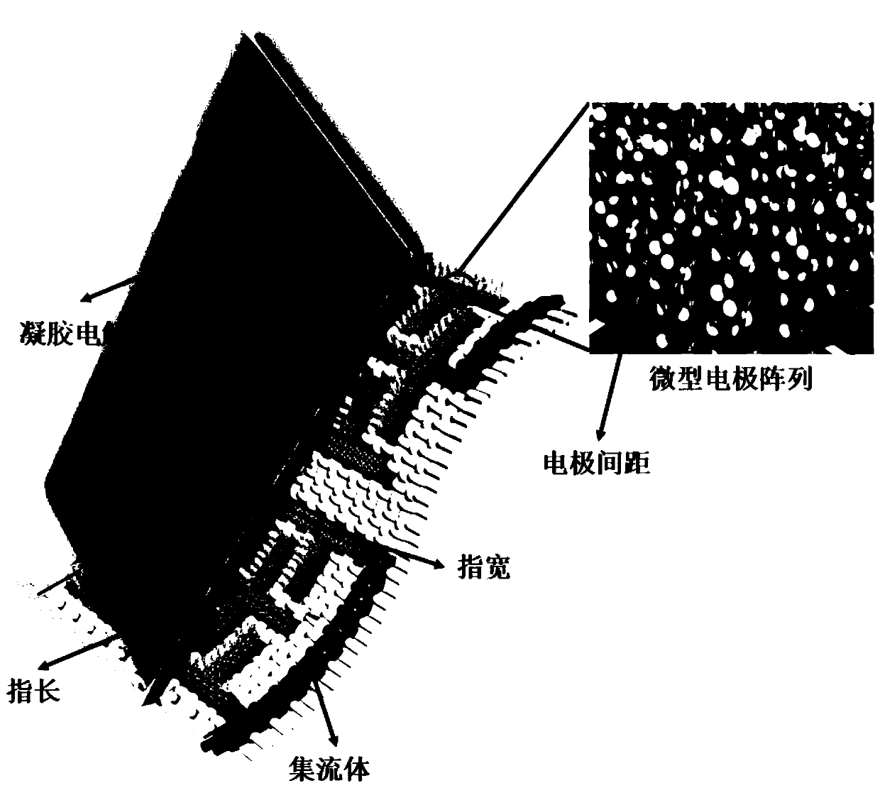 Stretchable array structure microelectrode, micro supercapacitor and preparation methods thereof