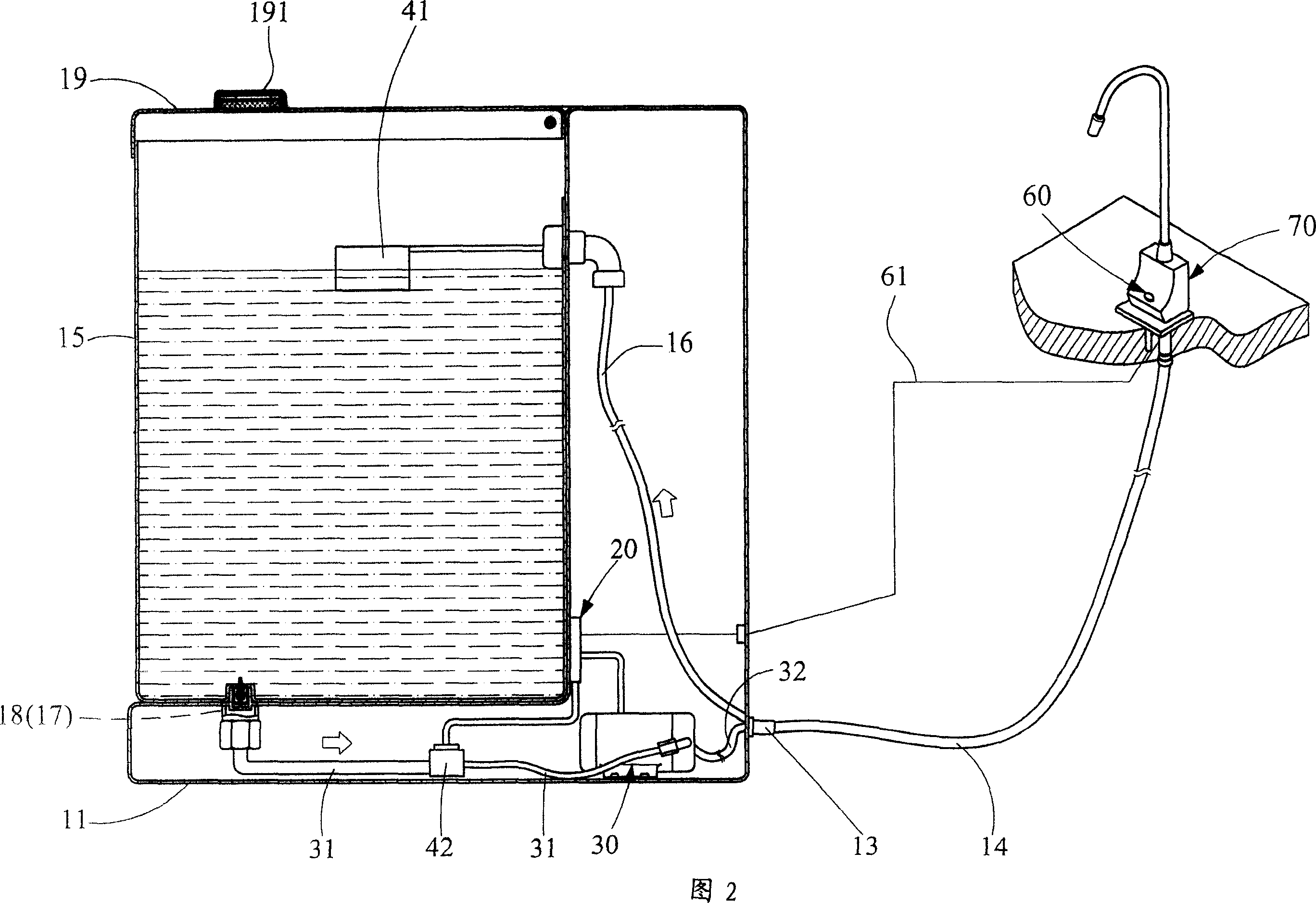 Water storage canister structure of detachable permeation filtration water clarifier