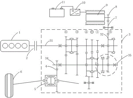 A single-motor deep hybrid system based on automatic transmission