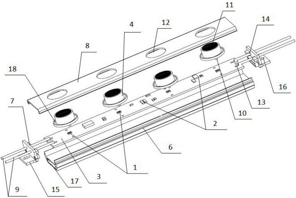 Alternating-current input side luminescent LED (light-emitting diode) module used for double-sided luminescent lamp box