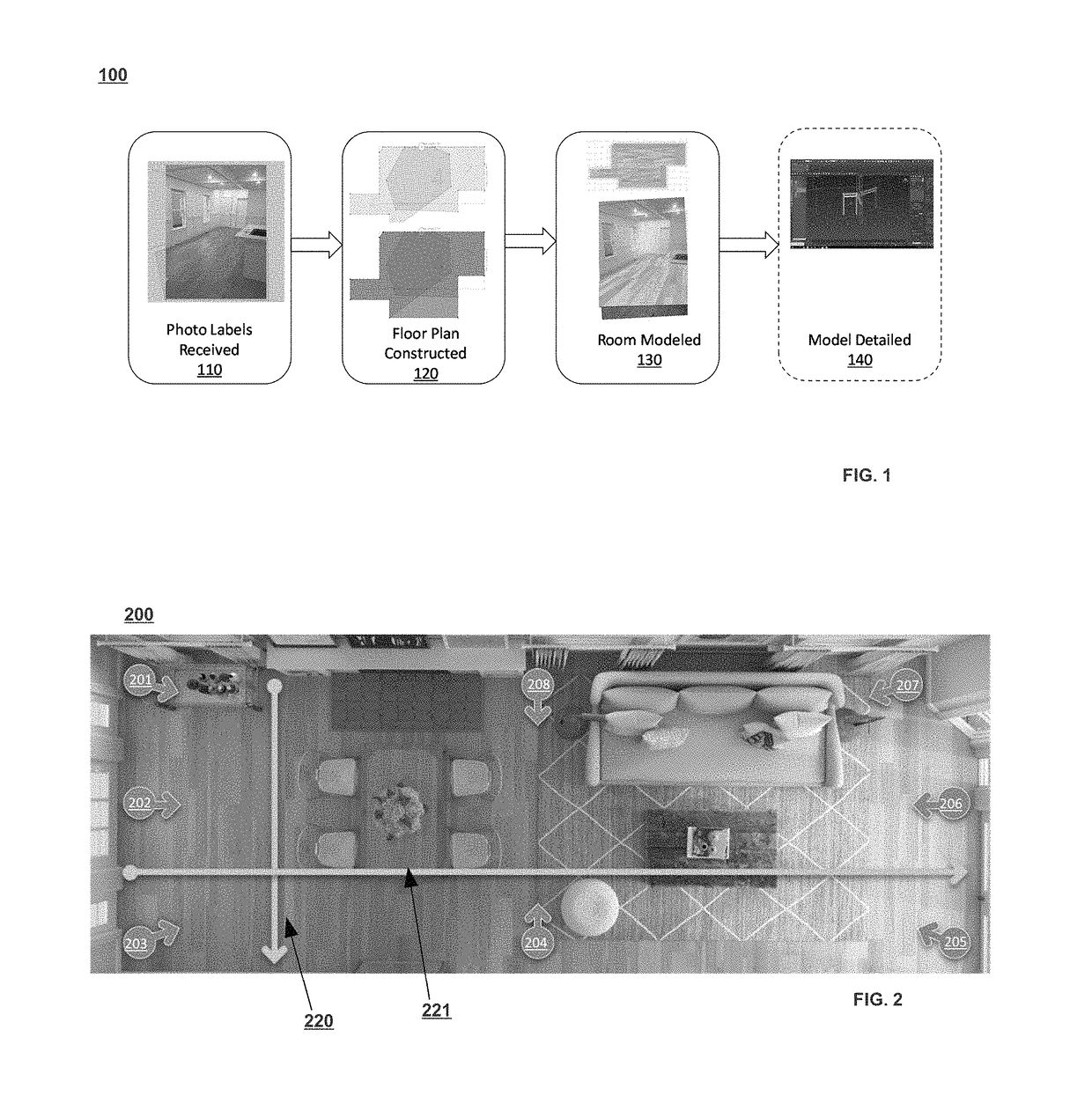 Modeling indoor scenes based on digital images