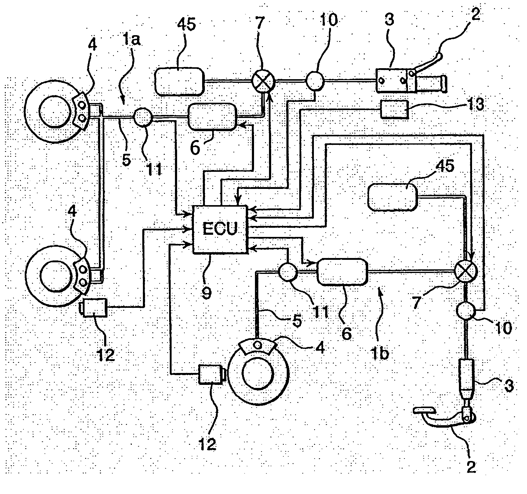 Brake device for a two-wheeled motor vehicle, and method of using same