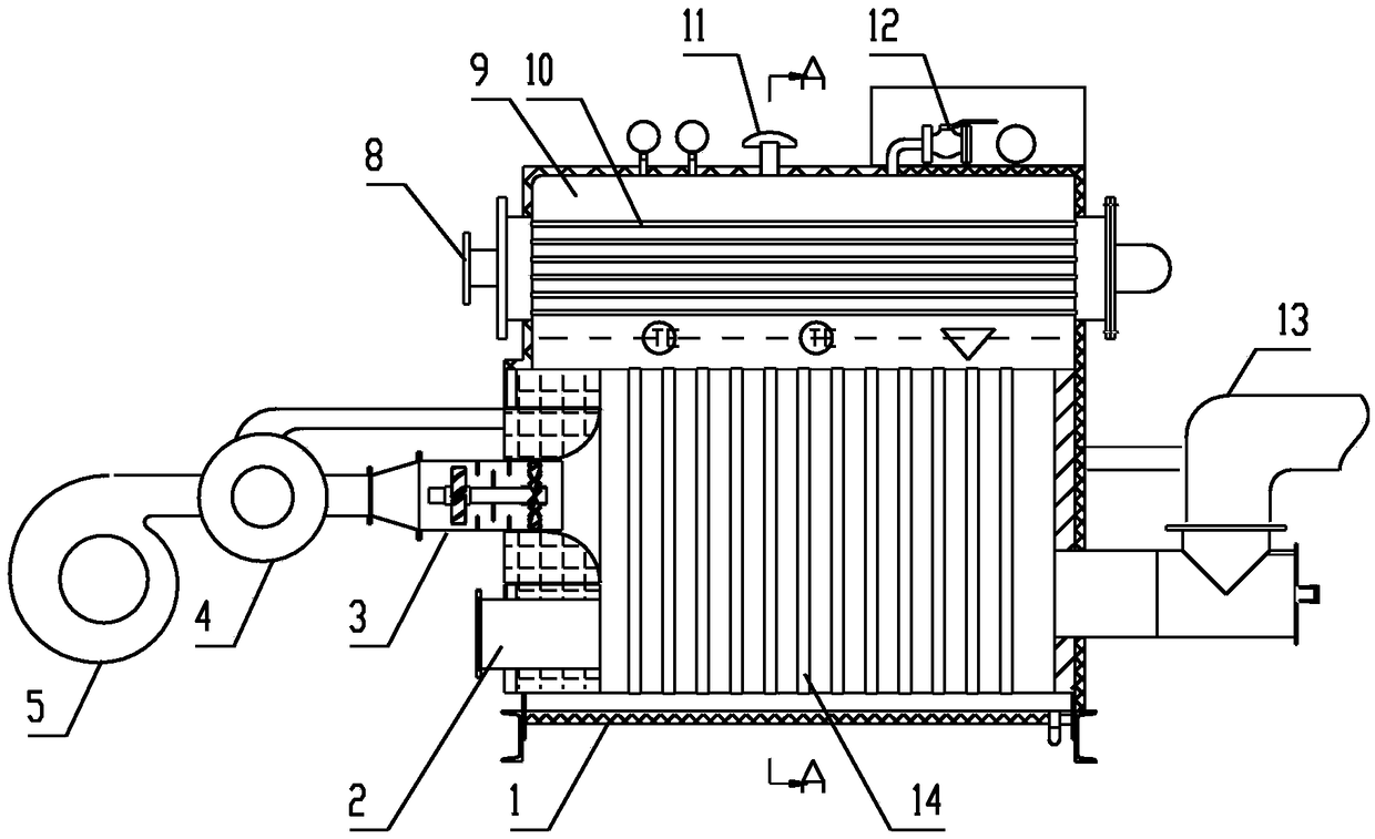 Dish-shaped flame low-nitrogen negative-pressure hot water unit and operation method thereof