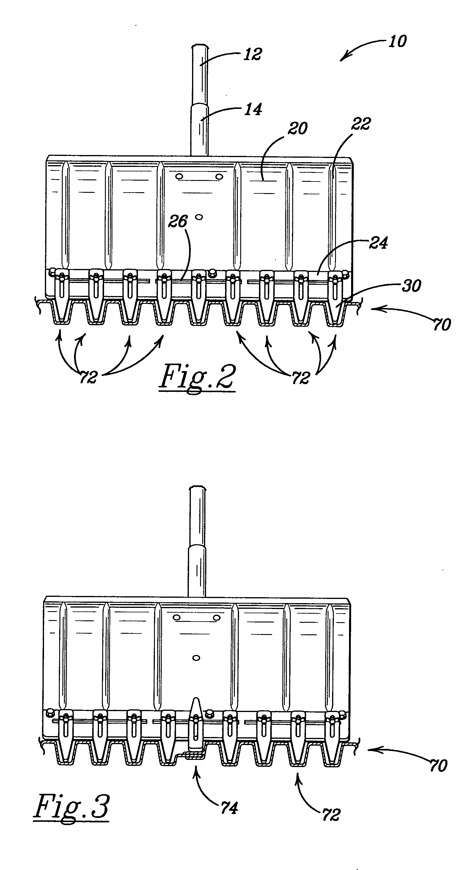 Hand manipulated pusher apparatus with adjustably spaced teeth for cleaning uneven corrugated surfaces