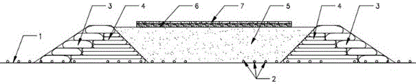 Construction method utilizing blown sand cofferdam as cast-in-situ box beam support foundation