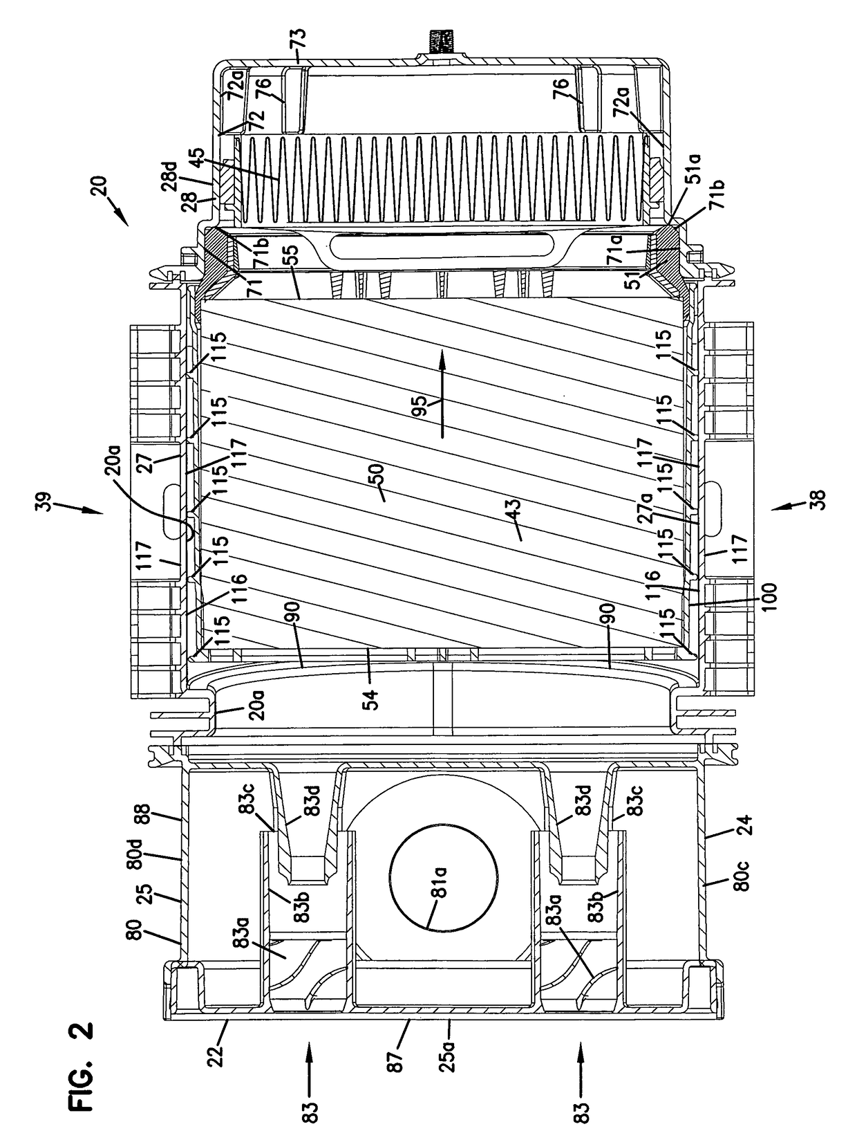 Filter arrangements; housing; assemblies; and, methods