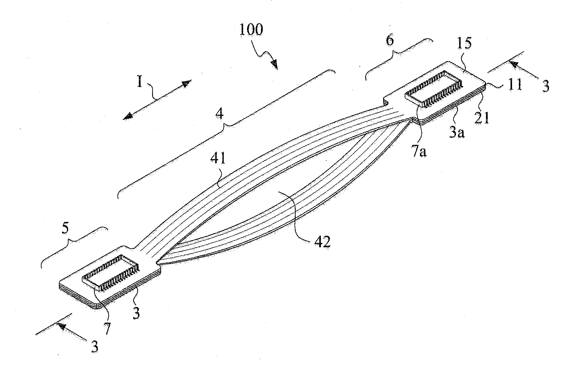 Flexible flat circuit cable with gapped section