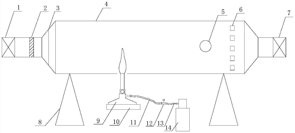 Apparatus and method for studying the influence of external wind speed on flame propagation and stability