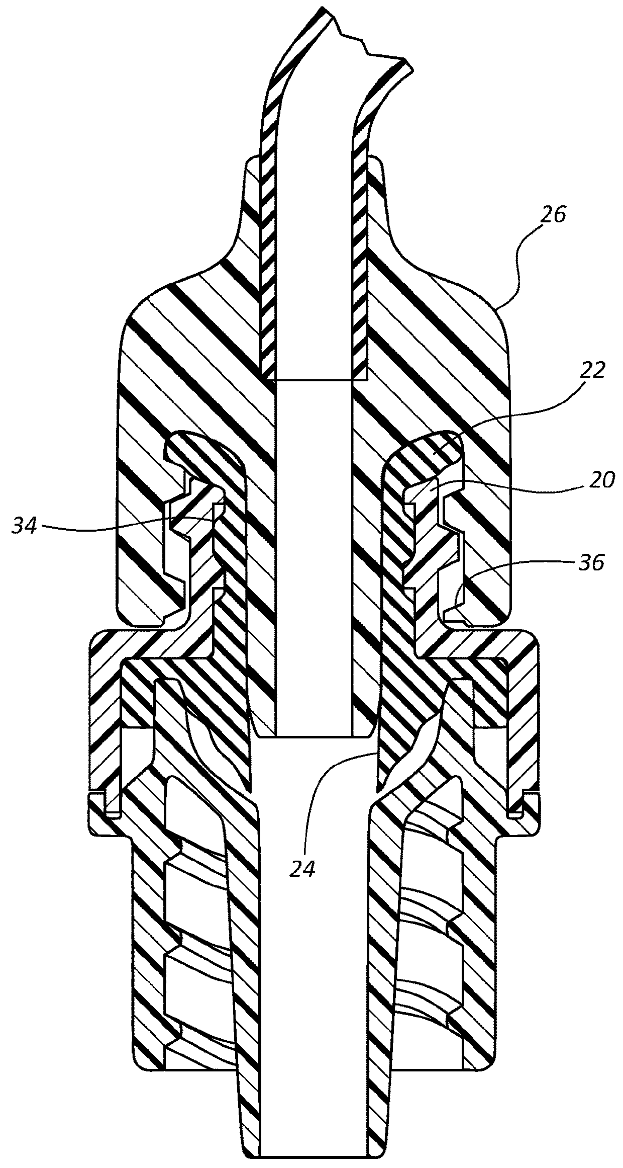 Retention feature for soft interface connection