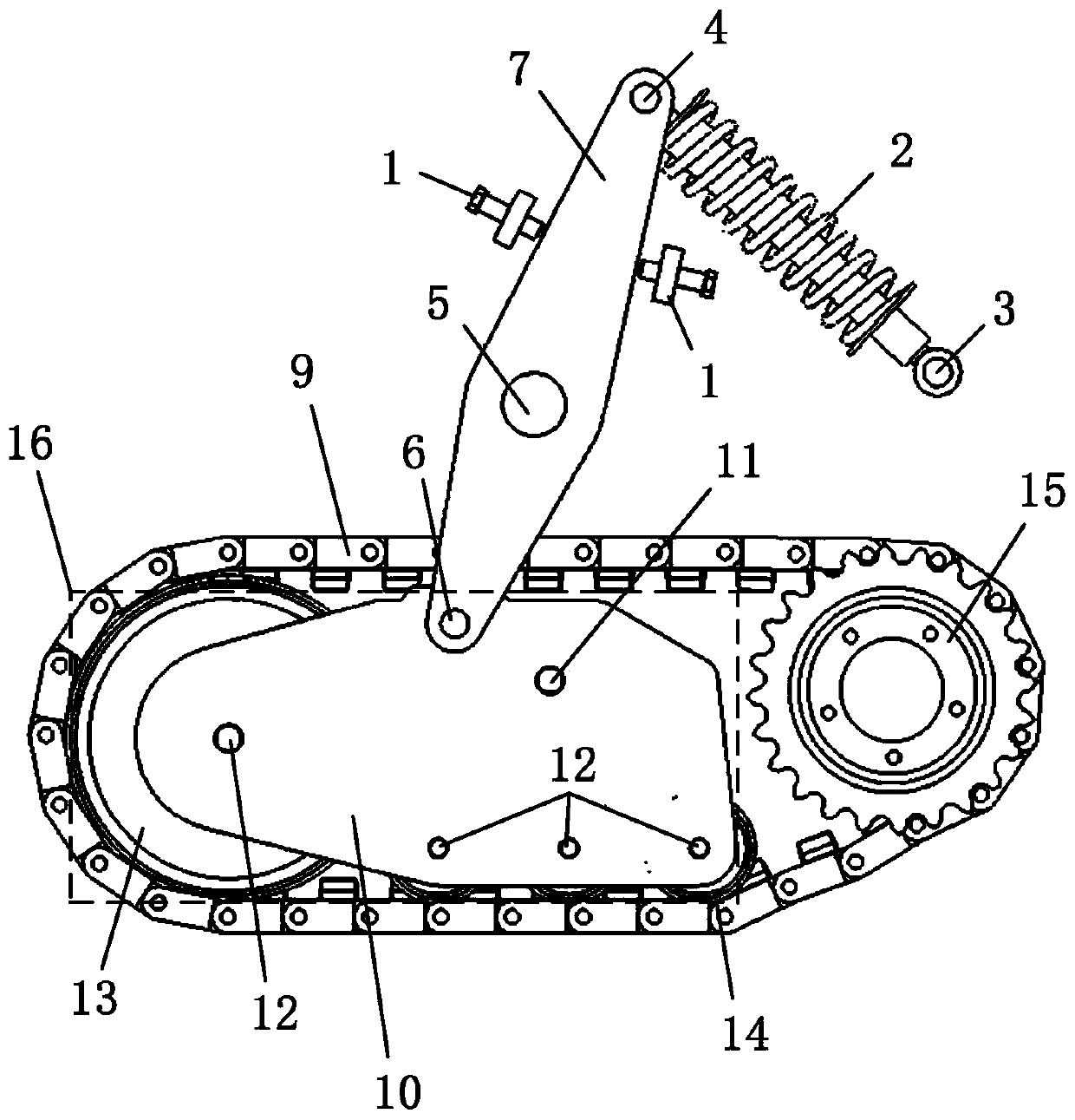 Crawler-type swing arm suspension type walking mechanism and crawler vehicle