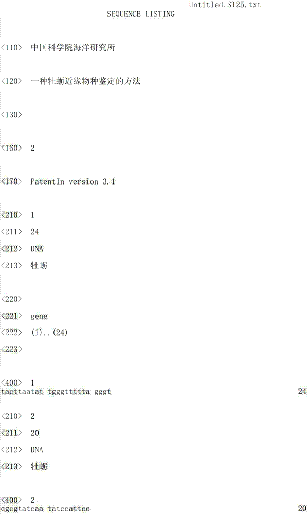 Method for identifying related species of oyster