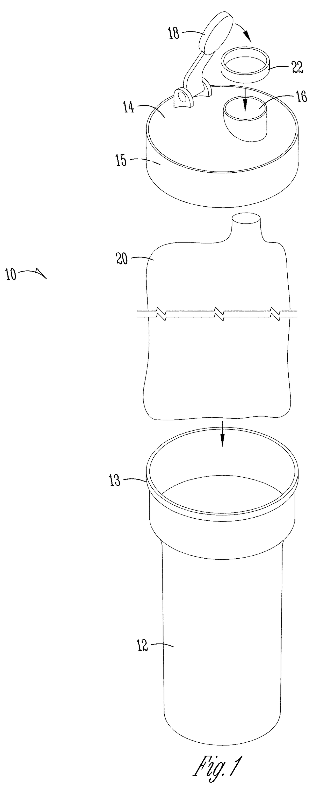 Shaker bottle with plastic liner