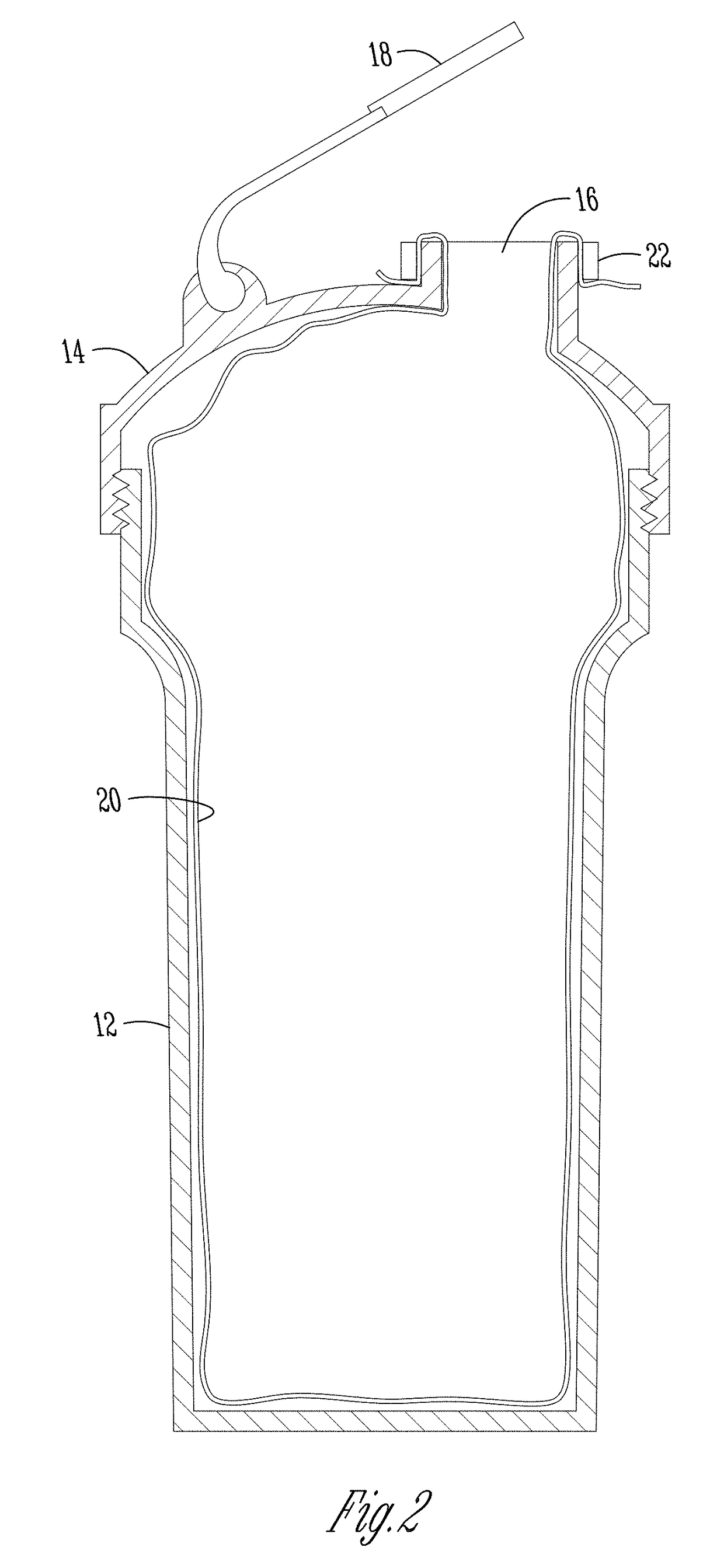 Shaker bottle with plastic liner