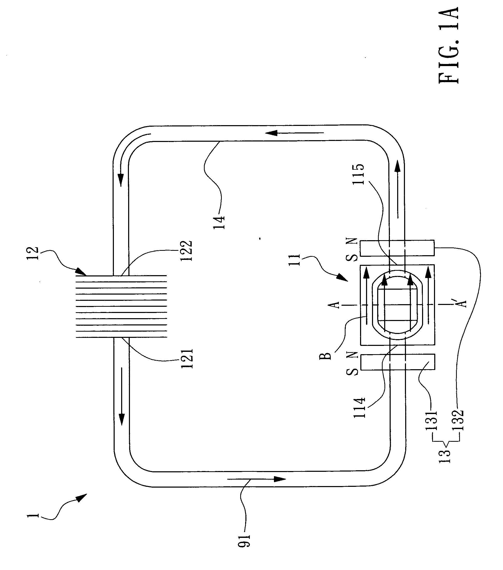 Microchannel cooling device with magnetocaloric pumping