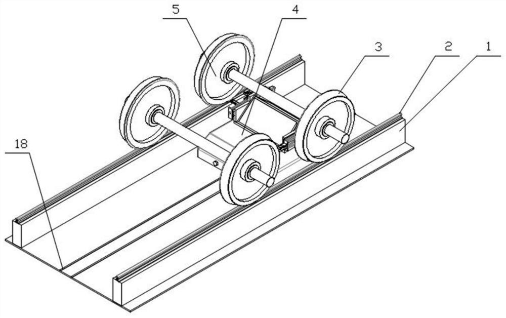 Wheel set inner side distance and wheel spoke plate detection device