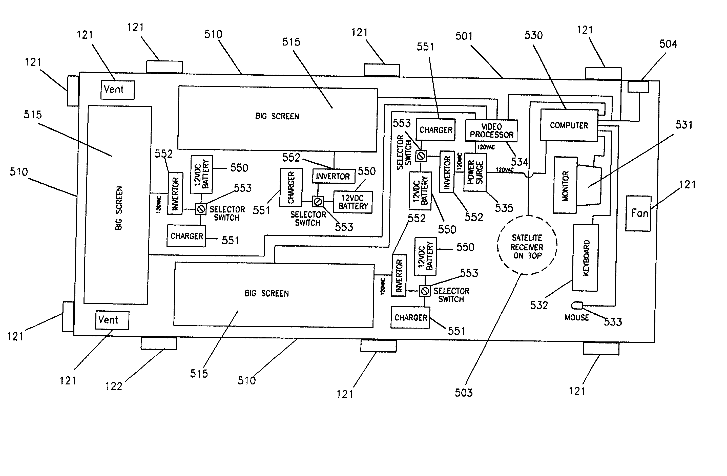 Multi-point, concurrent, video display system using relatively inexpensive, closed vehicles