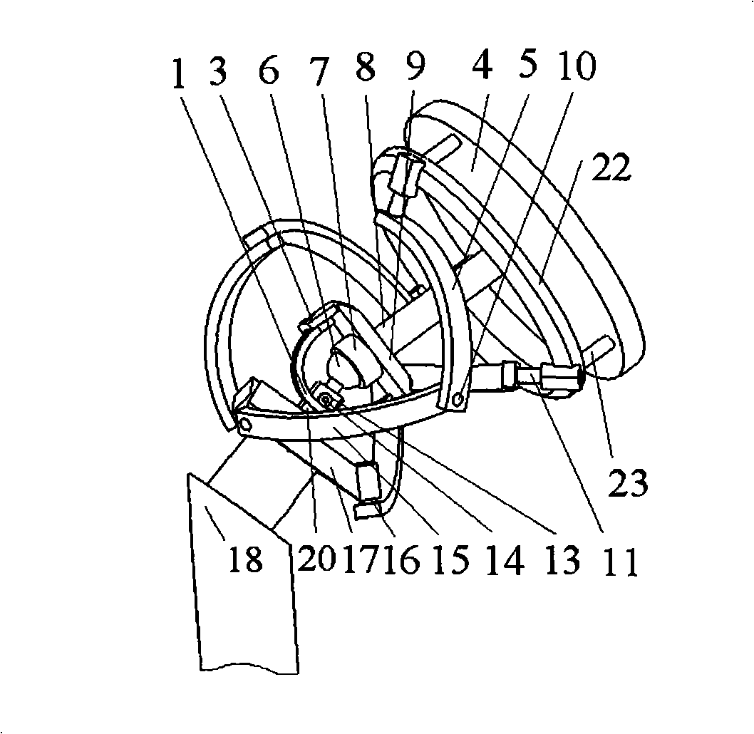 Three-freedom degree spherical surface parallel connected anthropomorphic robot bionic hip-joint with bias output