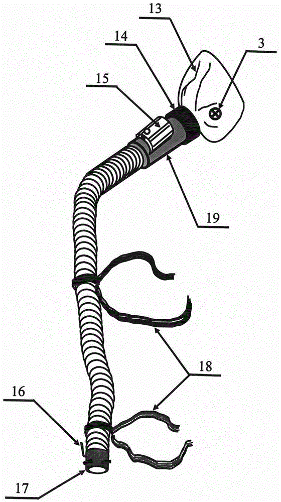 Long-catheter type lifesaving gas mask and alarming device system