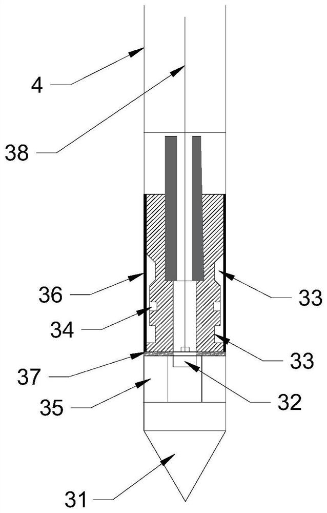 Double-rod discharging device, equipment for controllably releasing shallow harmful gas in land area and construction method