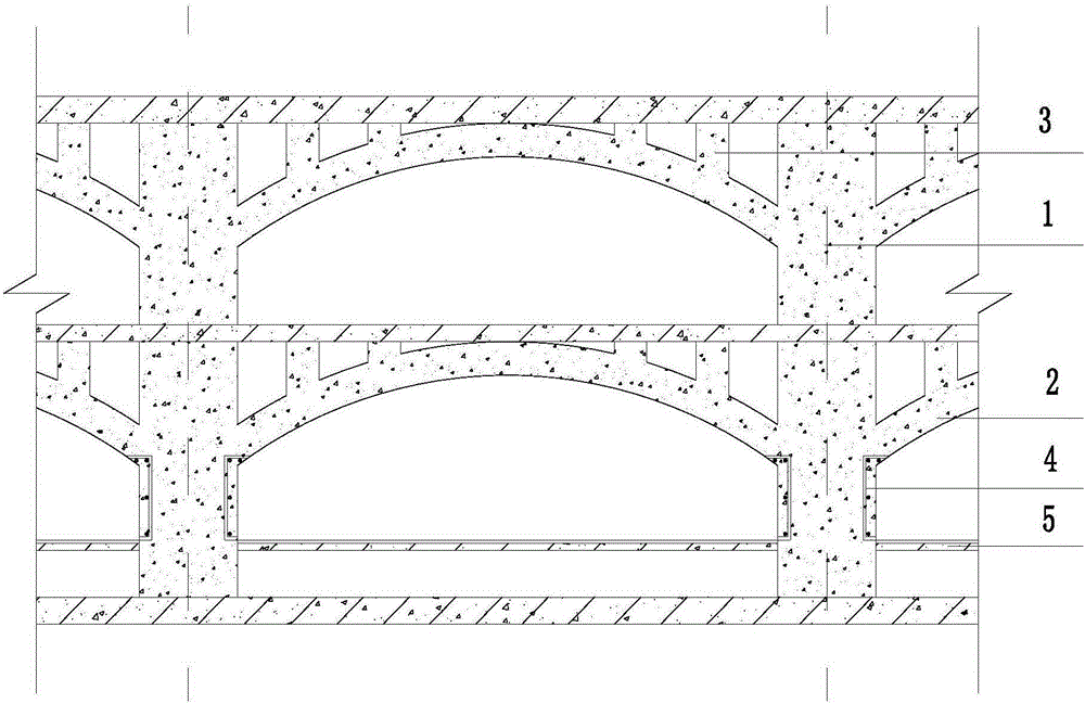 Construction method of arch frame shear wall type double-deck three-span subway station structure