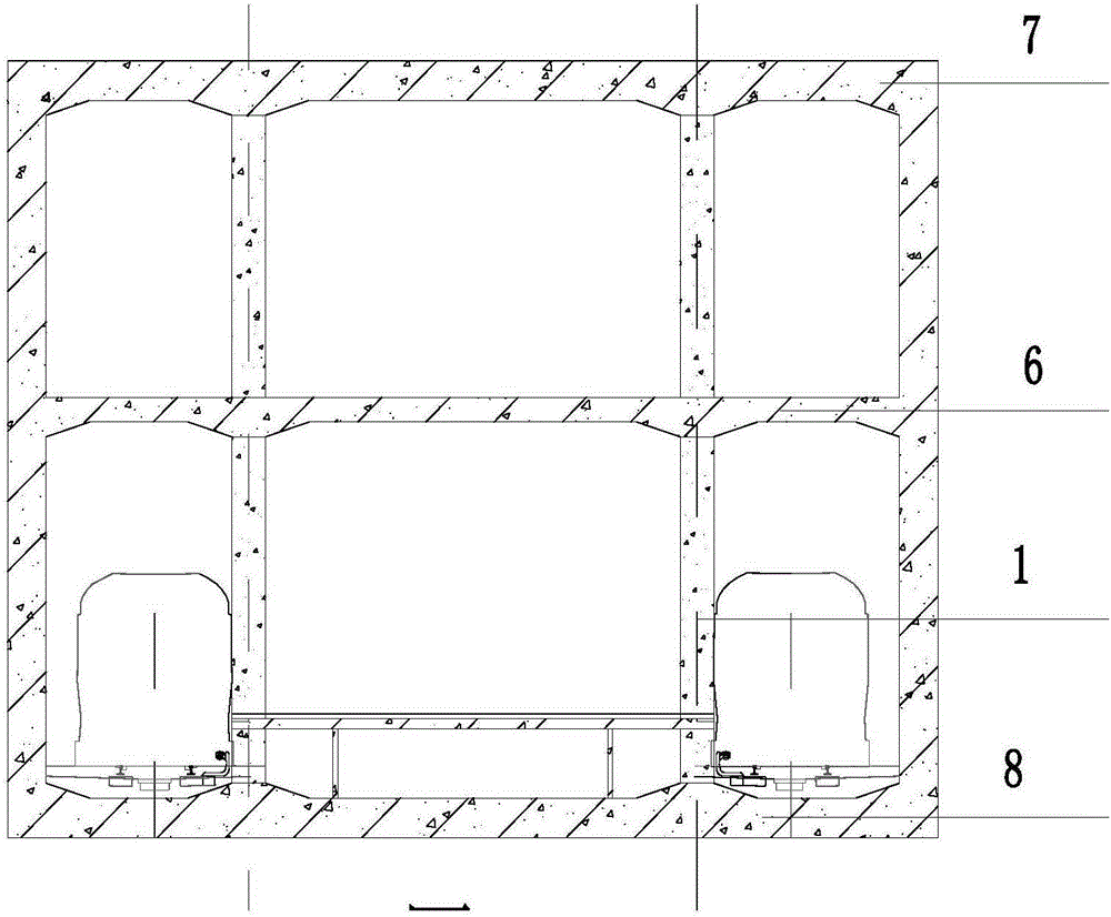 Construction method of arch frame shear wall type double-deck three-span subway station structure